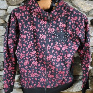 Vintage black red skulls zipper hoodie Hot Topic